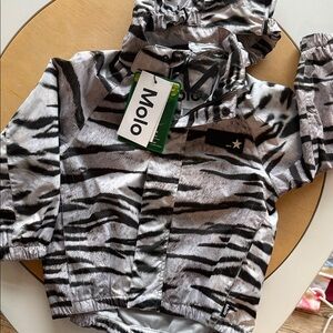 Molo Black and White Animal Print zebra rain jacket Jacket - quality overseas